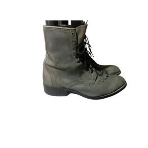 Laredo Gray Leather Women's Lace Up Boots Vintage USA Prairie Kiltie Sz 9.5 D